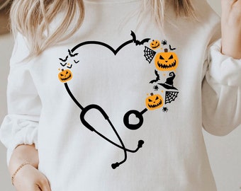 Estetoscopio de Halloween Svg Png Enfermera Halloween Png Enfermera de Halloween Svg Halloween Png Enfermera espeluznante Temporada espeluznante Sublimación de enfermera de Halloween