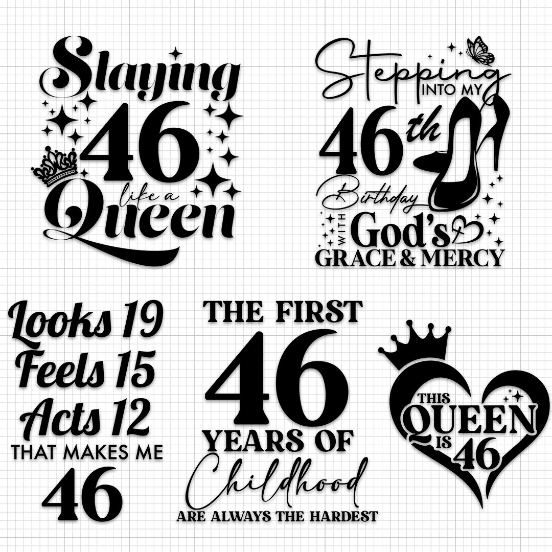 46th Birthday Svg 46th Birthday Png Happy Birthday Svg Cake Topper Svg ...