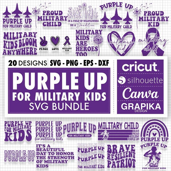 Purple Up Day for Military Child Png Military Kids Svg for Military Child Month Purple Up Svg Military Kid Strong Png Military Purple Up Png