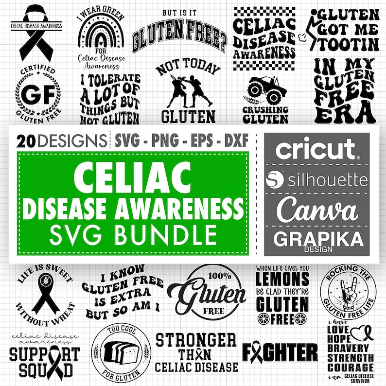 Celiac Awareness Svg Celiac Disease Svg Celiac Awareness Celiac Disease Shirt Celiac Awareness Png Gluten Free Svg Wheat Svg Gluten Free Awareness ribbon Svg Green Ribbon Support Squad Svg Is this Gluten free Gluten Free Gifts