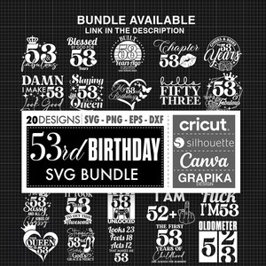 53rd Birthday Svg 53rd Birthday Png Happy Birthday Svg Cake Topper Svg ...