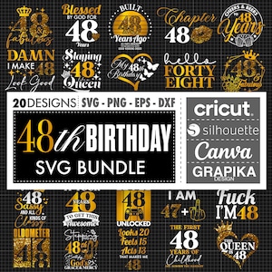 48th Birthday Svg 48th Birthday Png Happy birthday Svg Cake Topper Svg 48 Birthday Svg Birthday Queen Svg 48 and Fabulous Svg Birthday Squad