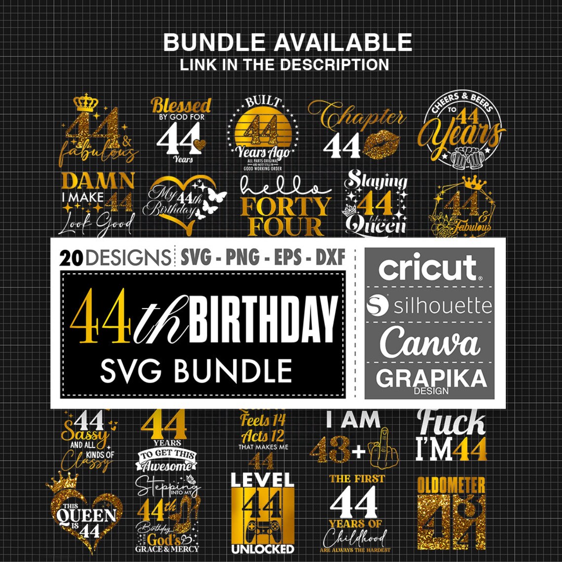44th Birthday Svg 44th Birthday Png Happy Birthday Svg Cake Topper Svg ...