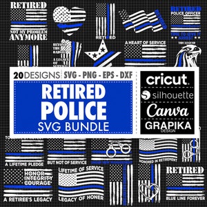 Cadeau de retraite Svg de police Cadeaux de policier Fichier Svg de retraite Svg patriotique Svg drapeau américain pour Cricut
