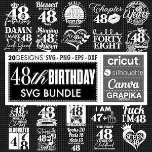 48th Birthday Svg 48th Birthday Png Happy birthday Svg Cake Topper Svg 48 Birthday Svg Birthday Queen Svg 48 and Fabulous Svg Birthday Squad