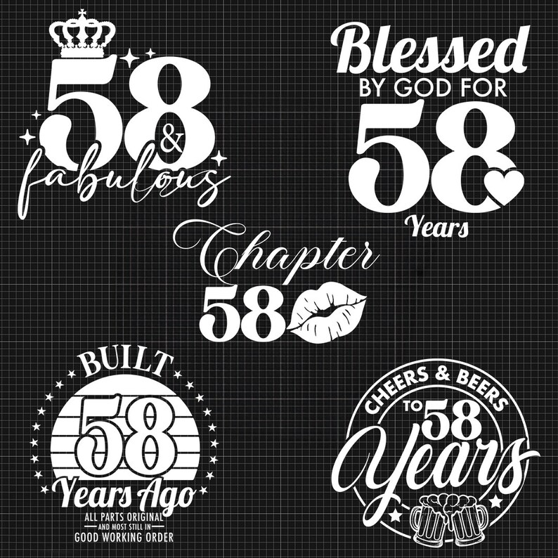 58th Birthday Svg 58th Birthday Png Happy Birthday Svg Cake Topper Svg ...