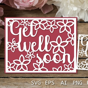 Beterschapskaart met bloemen | sjabloon voor papier snijden SVG