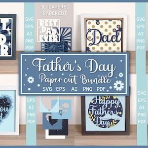 Vatertagskarten Bundle SVG | Geschichtete Papierschnitt-Designs | Cricut & Silhouette Cut Dateien