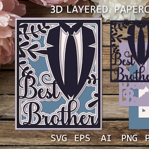 La mejor tarjeta Brother SVG, tarjeta para cortar papel Brother, tarjeta en capas de feliz cumpleaños Brother, para Cricut