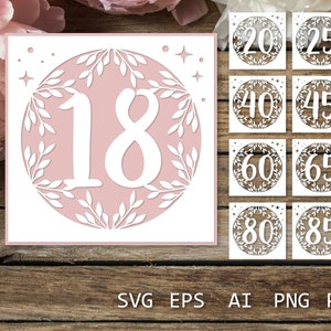 Greeting Card SVG, Anniversary paper cutting template Bundle, Birthday card, Birthday paper cut design, Birthday Shadow Box SVG