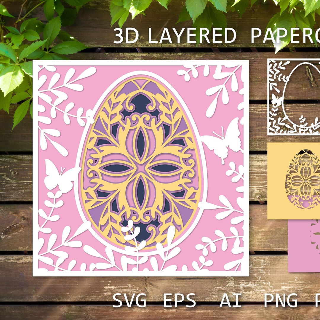 3D Easter Egg Layered Papercut SVG, Happy Easter 3D Card, Happy Easter ...