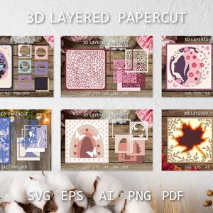 Layered Papercut Bundle, 3D Shadow Box SVG Big Bundle, Paper Cutting ...