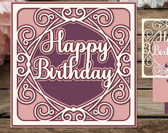 Happy Birthday Geburtstagskarte, SVG-3D-Scherenschnitt, Schattenbox für Cricut