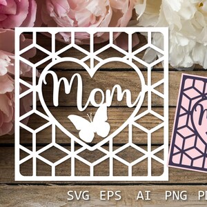 Carte de maman papercut, carte pour la fête des mères papillon SVG, carte de fête des mères