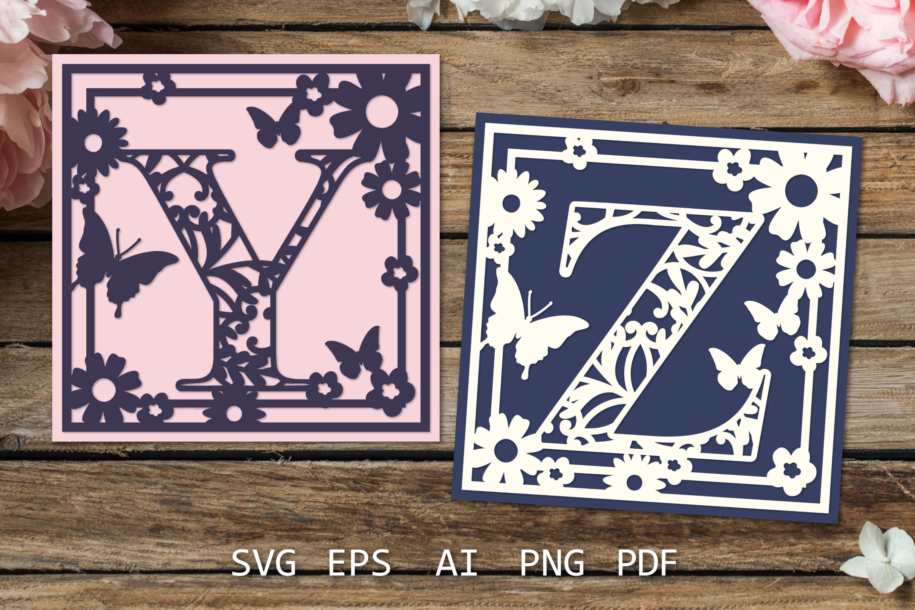 Papercut Letters Abc Floral Full Alphabet Papercut Bundle, From A to Z, Card SVG Monogram ...