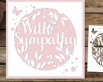 With Sympathy card SVG, Paper cutting template, paper cut card