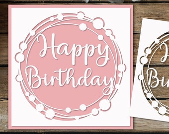Wenskaarten Happy Birthday-kaart, Verjaardag Svg-papier gesneden