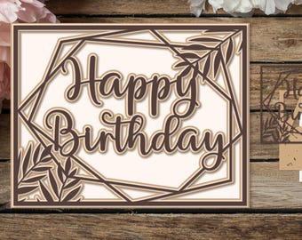 Happy Birthday Layered Card | DIY Layered Birthday Card | Elegant Paper Cut Design | SVG & PDF Cut Files