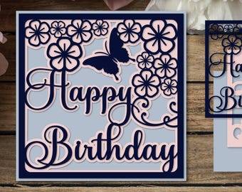 3D Birthday Shadow Box Card SVG: Layered Papercut Template (Digital Download)