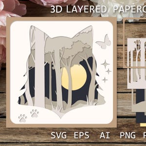Layered Cat SVG File | 3D Papercut Design | Digital Download for Cricut & Silhouette, Shadow box, Animals paper cut