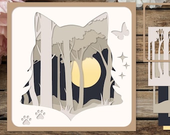 Layered Cat SVG File | 3D Papercut Design | Digital Download for Cricut & Silhouette, Shadow box, Animals paper cut