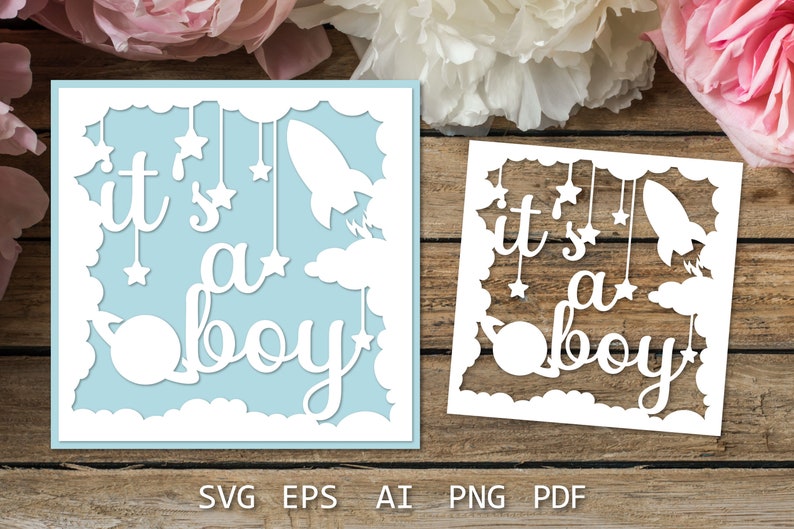 Baby Bundle of paper cut cards, Newborn baby girl or boy, Shadow box 3D paper cutting templates image 9