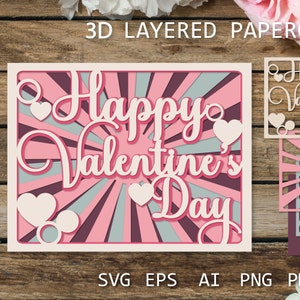 Cartão de feliz dia dos namorados SVG, cartão de felicitações de amor - perfeito para saudações DIY do dia dos namorados