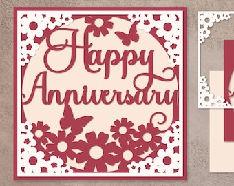3D Layered Anniversary Card SVG, Paper Cut File (Digital Download)