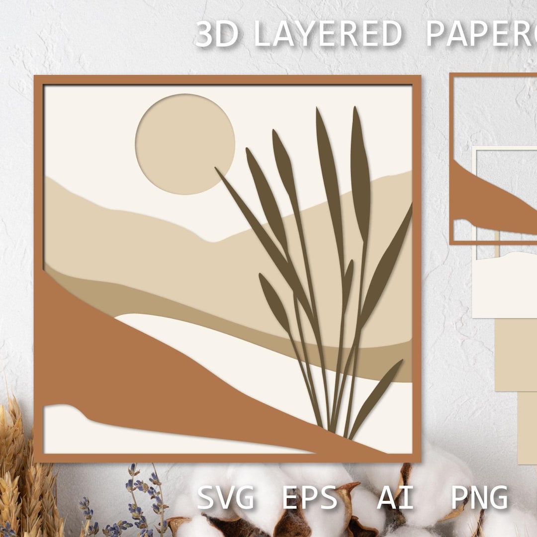 Layered Papercut, Paper Cut 3D Landscape Shadow Box SVG, Layered ...