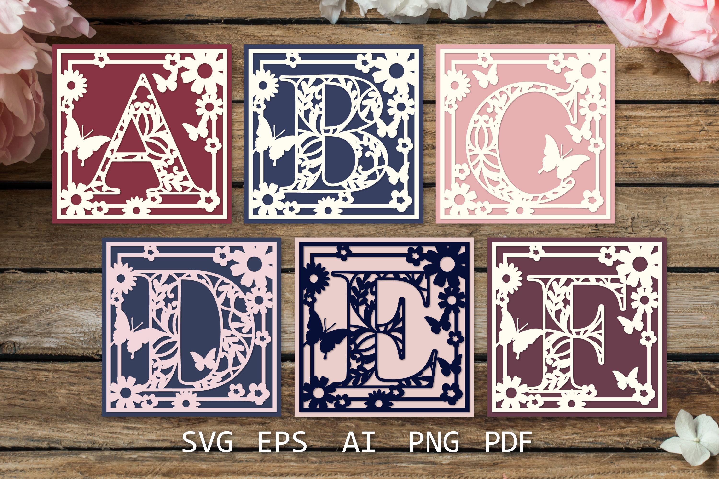 Papercut Letters Abc Floral Full Alphabet Papercut Bundle, From A to Z, Card SVG Monogram ...