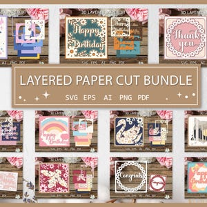Layered Papercut Bundle | 3D Shadow Box SVG Big Bundle | Multilayer Paper Cutting Templates | Digital Download
