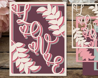 Tarjeta de amor SVG: Plantilla romántica de corte de papel (descarga digital)