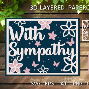 Mit Beileidskarte SVG mit Blumen, Papierschnitt 3D