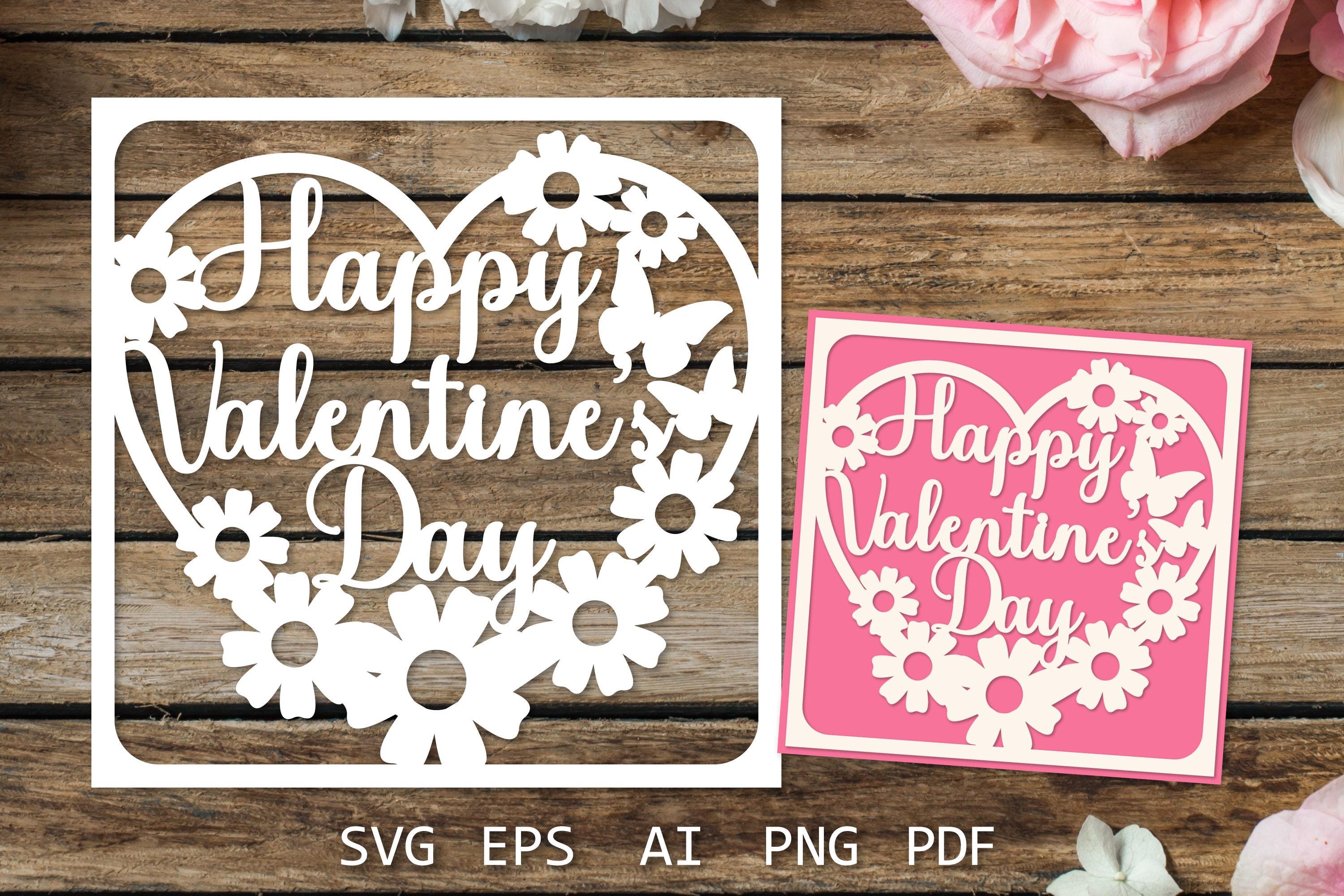 Happy Valentine's Day Card Template SVG, Intricate Paper Cut Design ...