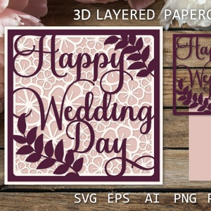 Wedding card SVG, Paper cut wedding card Paper cutting