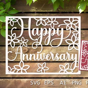 Szczęśliwej Rocznicy Karta SVG | Szablon Papercut | DIY Ślub & Karta Miłości