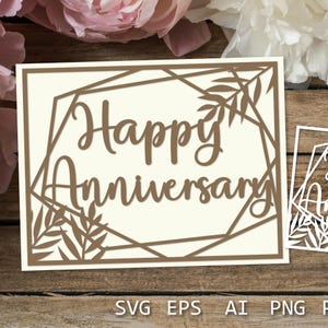 Szczęśliwej Rocznicy Karta SVG | Szablon Papercut | DIY Ślub & Karta Miłości