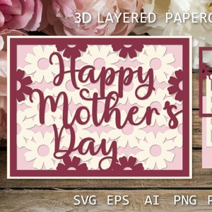 Muttertagskarte, mehrschichtige SVG-Papierkarte für Mama