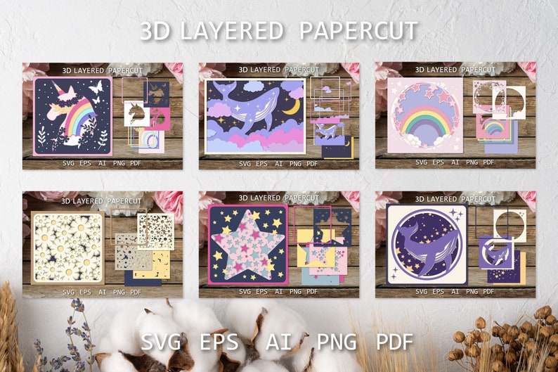 Layered Papercut Bundle, 3D Shadow Box SVG Big Bundle, Paper Cutting ...