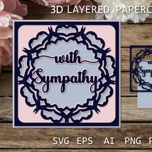 哀悼カード SVG、レイヤードペーパーカット 3D、シャドウボックス 3D、Cricut 用