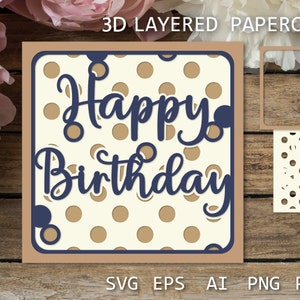 3D Geburtstagskarte, Papierschnitt-Vorlage, Geburtstag SVG, Papierschnitt-Karte, Papierschnitt-Vorlage