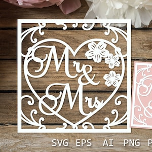 Tarjeta de boda Sr. y Sra., Felicitaciones Tarjeta de boda SVG