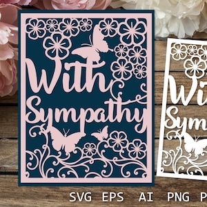 Mit Beileidskarte SVG mit Blumen, Papierschnittvorlage