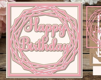 3D Layered Birthday Card SVG, Papercut Template (Digital Download)