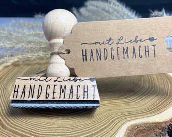 Stempel „mit Liebe HANDGEMACHT“ | Holzstempel für Selbstgemachtes | Größe ca. 55x20mm