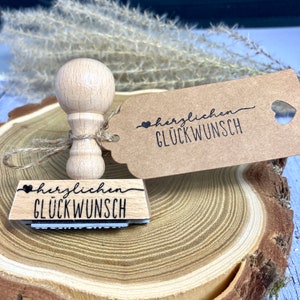 Stempel „herzlichen GLÜCKWUNSCH“ | Holzstempel | Größe ca. 55x20mm
