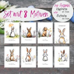 Kartenset Ostern mit 8 Motiven | im Format DIN A6 | Klappkarten mit Umschläge | Postkarten ohne Umschläge | Ostermotiv Set 2