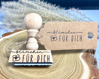 Stamp “Flowers FOR YOU” | Wooden stamp for a floral greeting | Size approx. 55 x 20 mm