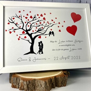 Money gift for the wedding personalized with tree and punched out hearts optionally to hang in the picture frame as a souvenir image 9