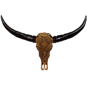 Bali-Skull of water buffalo/bull LOTUS in Bronze Antique for wall decoration